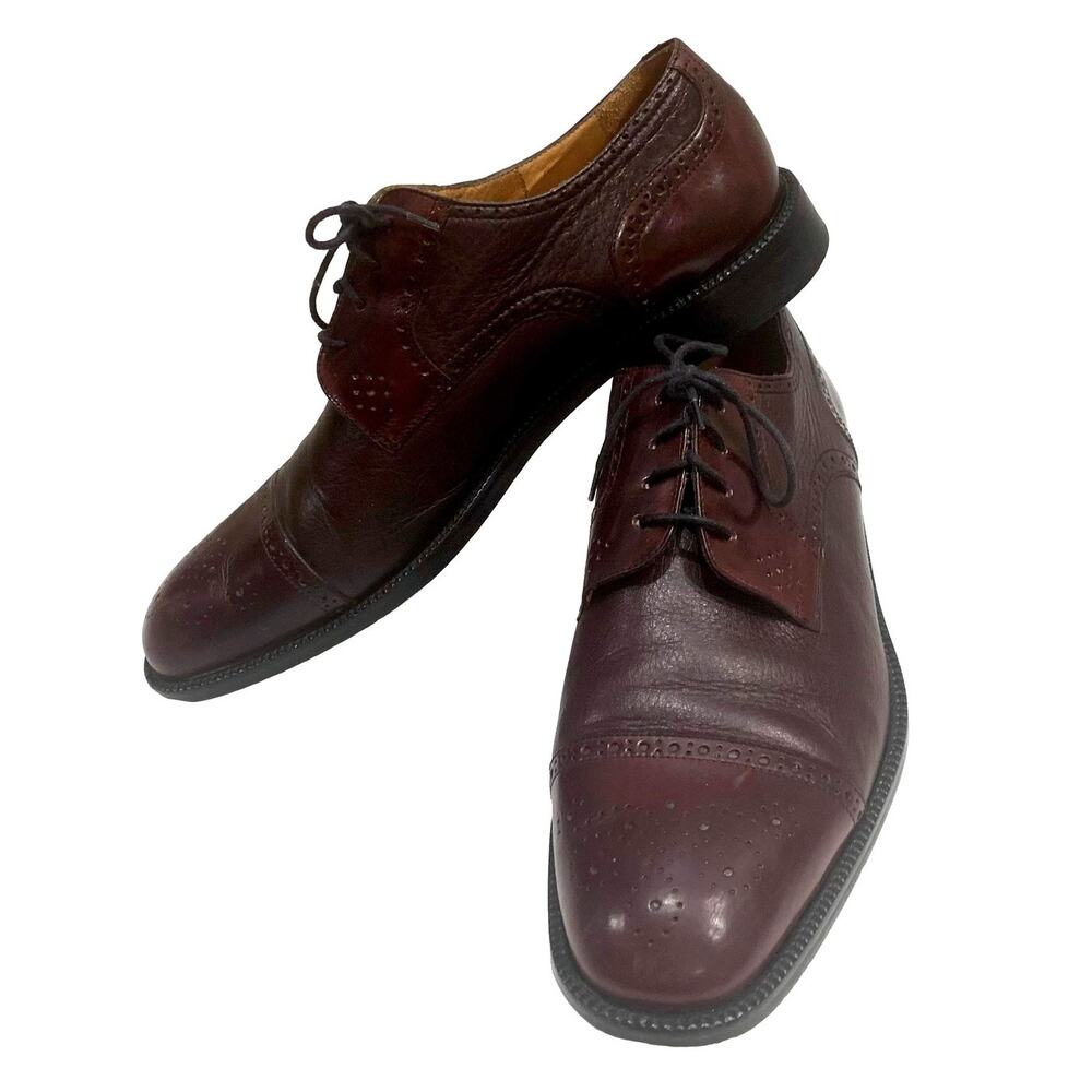 Johnston & Murphy Cellini OXBLOOD Wingtip Oxfords ITALY Brogues | 10M - Picture 2 of 10